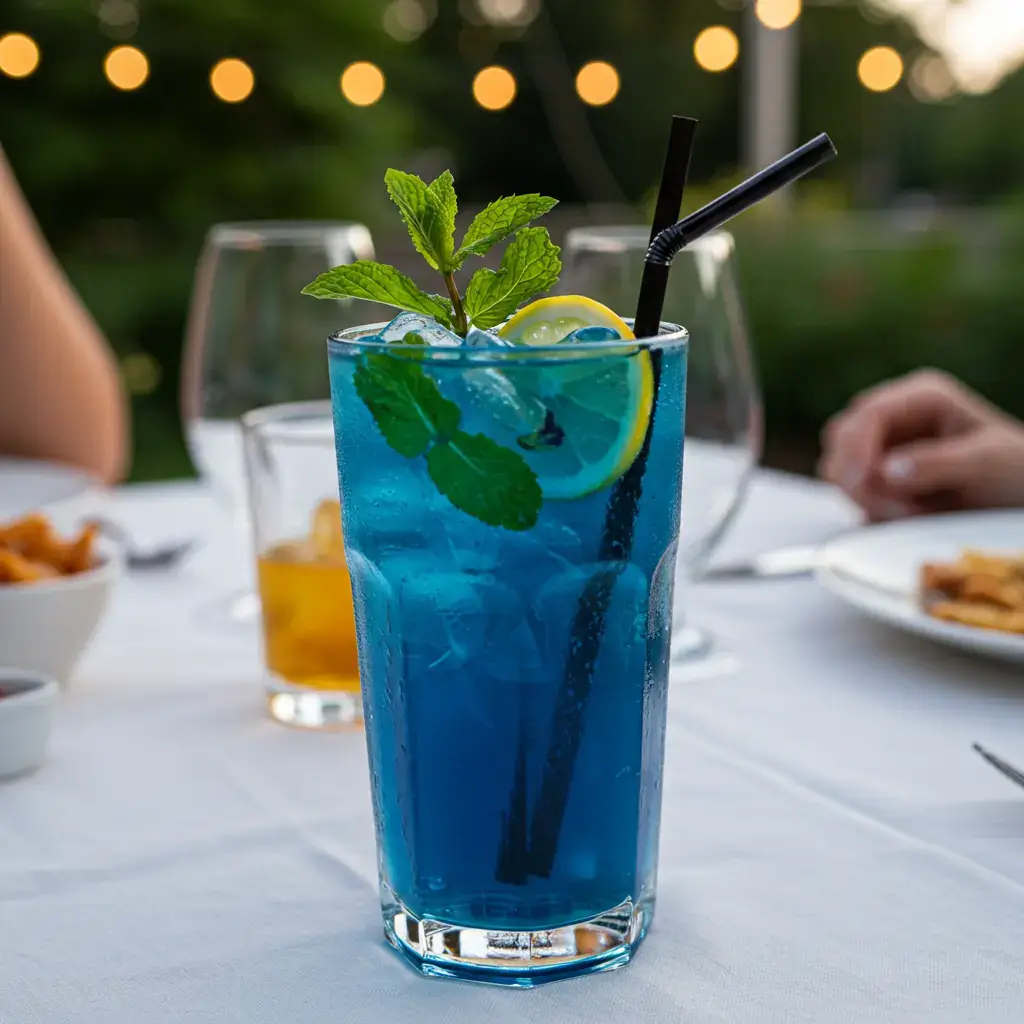 Butterfly Pea Flower Tea Mocktail: Benefits, Recipes & Color Magic 9 Served butterfly pea tea mocktail with ice and herbs
