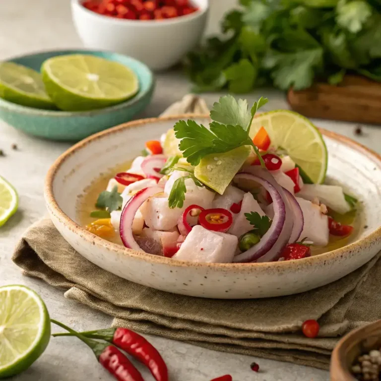 Ceviche Food Description: A Zesty Dive Into the Classic Seafood Dish Pumpkin Snickerdoodle Snack Cake ceviche food description on rustic plate with citrus