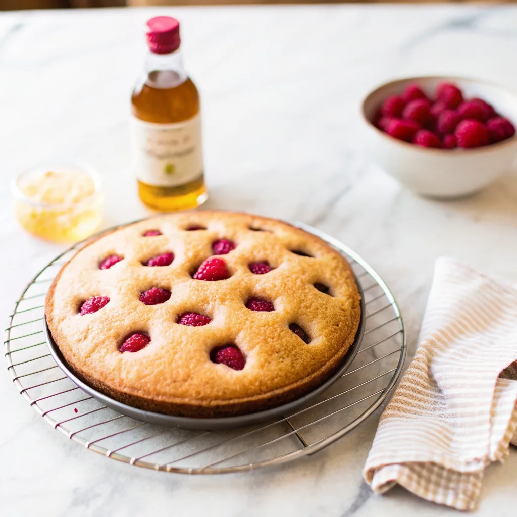 Raspberry Lemon Olive Oil Cake – A Moist & Zesty Dessert You’ll Love raspberry lemon olive oil cake freshly baked raspberry lemon olive oil cake on cooling rack