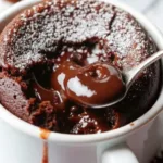 Cottage Cheese Lava Cake Recipe Cottage Cheese Lava Cake A spoonful of warm cottage cheese lava cake being lifted from a mug, showing the rich, molten chocolate center dripping from the spoon.