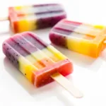 Rainbow Popsicle Dragon Fruit: The Ultimate Healthy Treat rainbow popsicle dragon fruit Three healthy rainbow popsicles with a vibrant dragon fruit layer, arranged on a clean white surface.