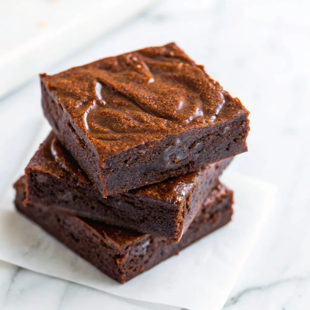 The Only Kodiak Mug Cake Recipe You'll Ever Need kodiak mug cake recipe A stack of three rich, fudgy brownies, showing the delicious outcome of the Fudgy Brownie Kodiak mug cake variation.
