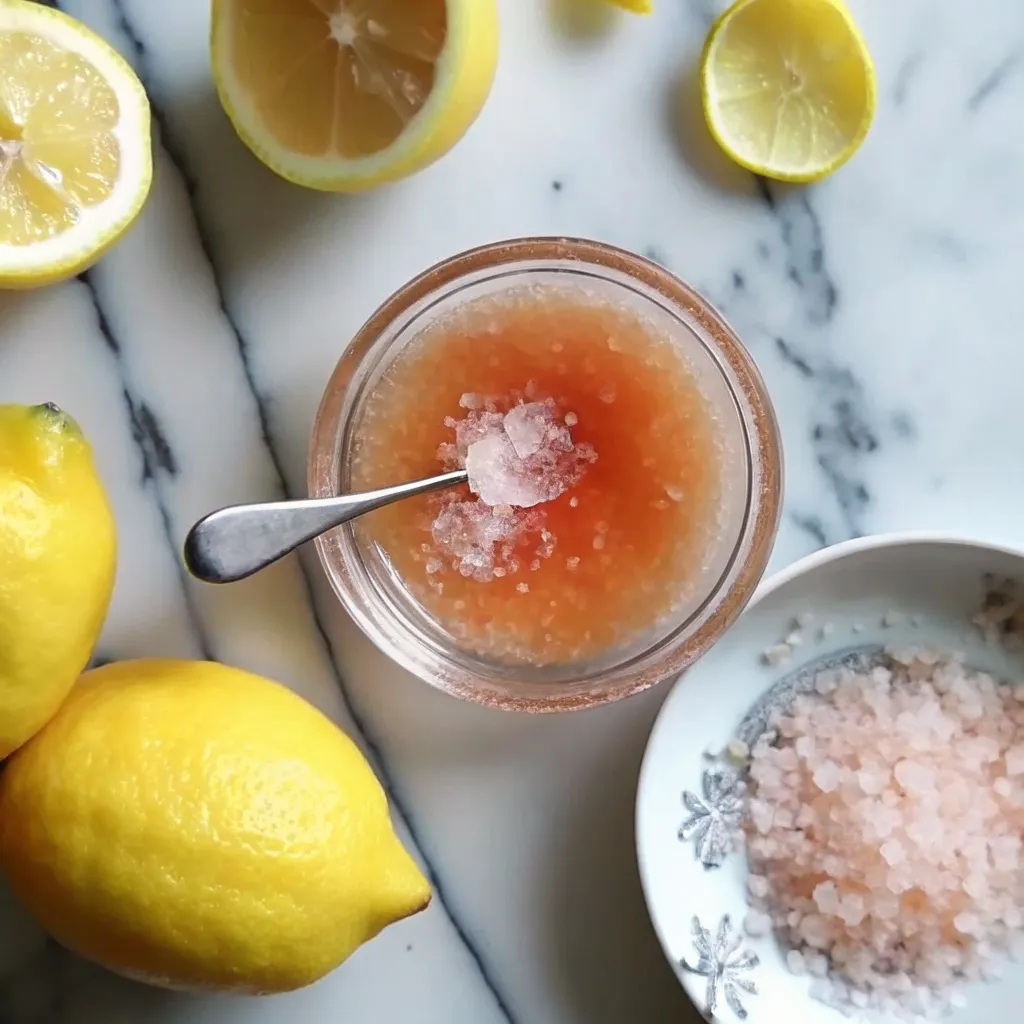 The Ultimate Pink Salt Diet Recipe: A Science-Backed Guide (2025) pink salt diet recipe Top view of a glass bowl with pink salt and lemon mixture, surrounded by fresh lemons and a side dish of coarse salt