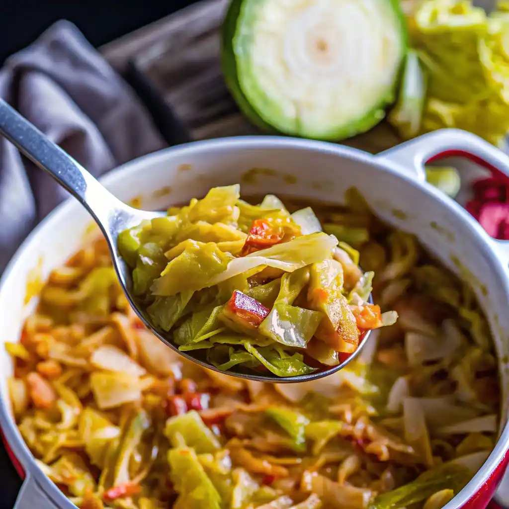 Cabbage Soup Diet: Quick Reset Plan with 7-Day Meal Guide Cabbage Soup Diet Close-up of healthy cabbage soup with carrots, tomatoes, and onions served in a ladle over a pot.