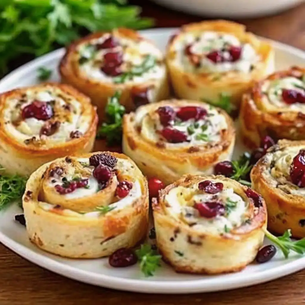 Savory Christmas Cranberry Roll Ups – Easy Holiday Appetizer Savory Christmas Cranberry Roll Ups Savory cranberry roll ups with cream cheese, herbs, and cranberries arranged on a white plate