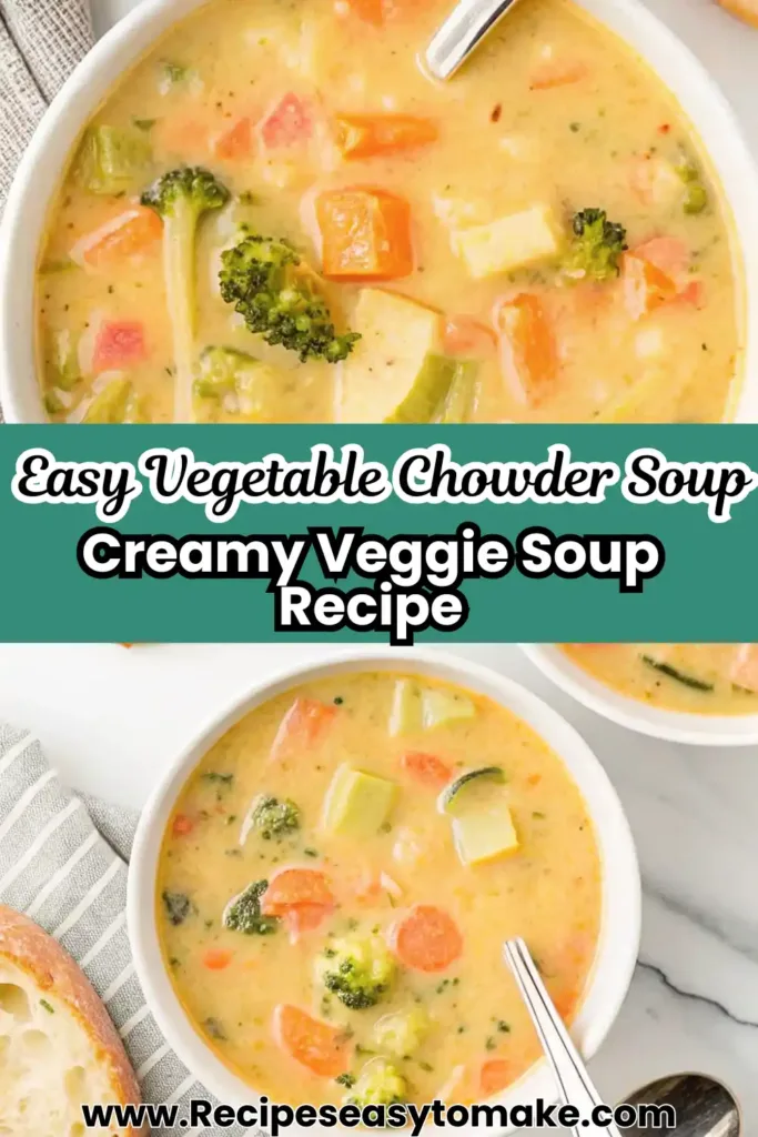 Creamy Vegetable Soup Recipe That’s Cozy, Comforting, and Easy Creamy Vegetable Soup Bowl of creamy vegetable chowder soup with broccoli, carrots, zucchini, and potatoes, served with crusty bread.