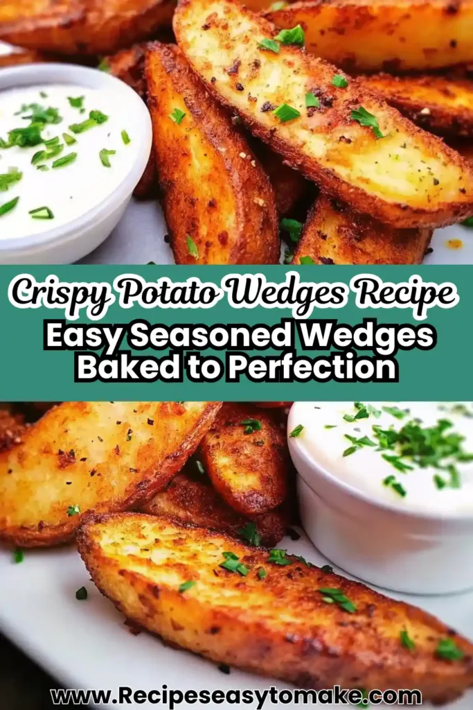 Crispy Potato Wedges Recipe: Garlic Parmesan Seasoned Wedges Crispy Potato Wedges Recipe Crispy golden potato wedges seasoned with herbs and spices, served with creamy dipping sauce and garnished with fresh parsley.