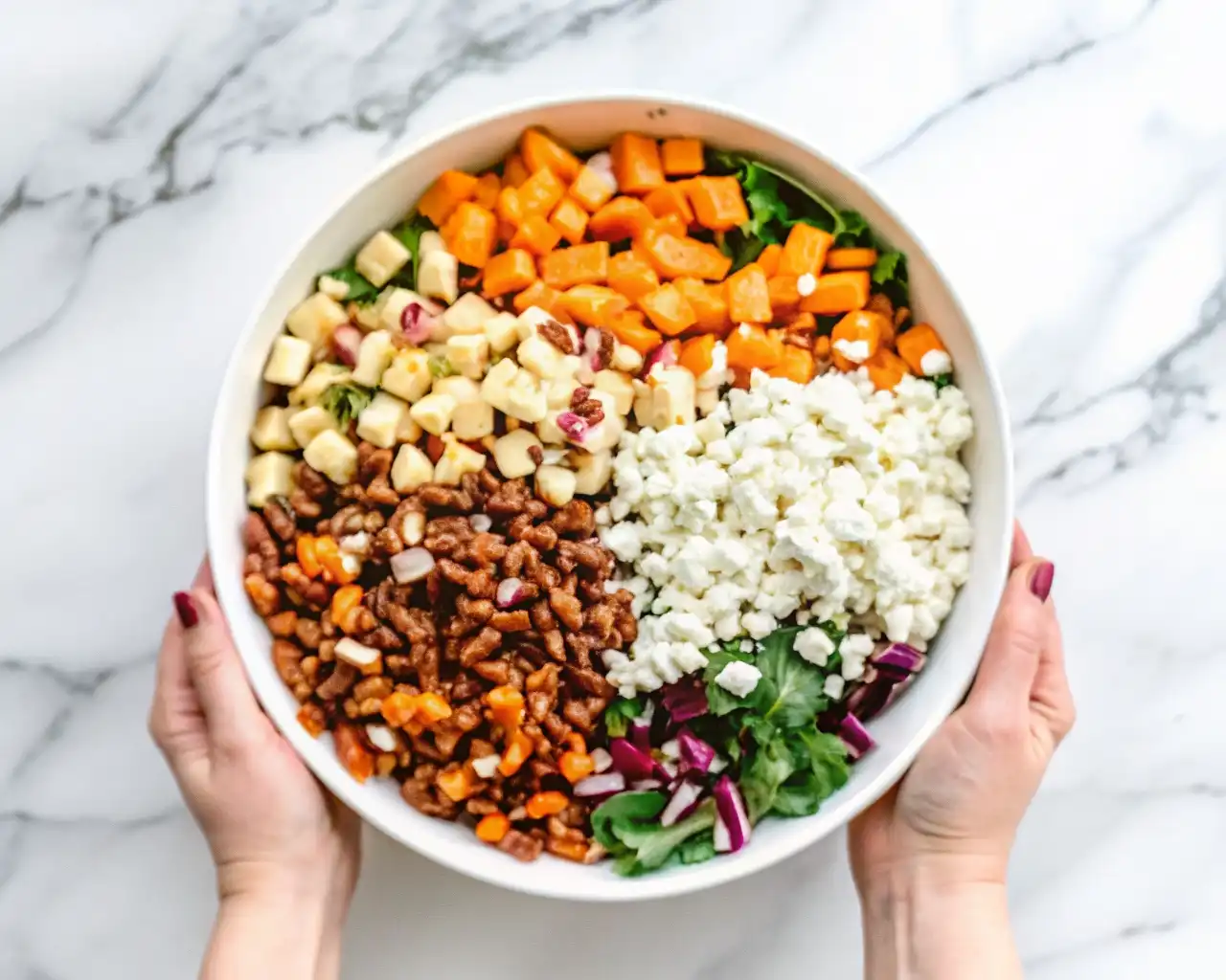 Harvest Bowl Salad with Apple Cider Vinaigrette – Colorful & Delicious Fall Recipe Harvest Bowl Salad with Apple Cider Vinaigrette Colorful harvest bowl salad with roasted butternut squash, apples, goat cheese, candied pecans, and fresh greens, served with apple cider vinaigrette.