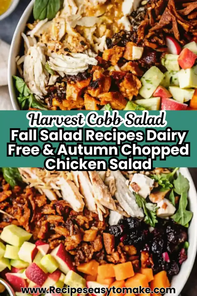 Harvest Cobb Salad with Maple Balsamic Dressing Harvest Cobb Salad Harvest cobb salad with grilled chicken, apples, squash, cranberries, cucumbers, and greens — a colorful autumn chopped salad.