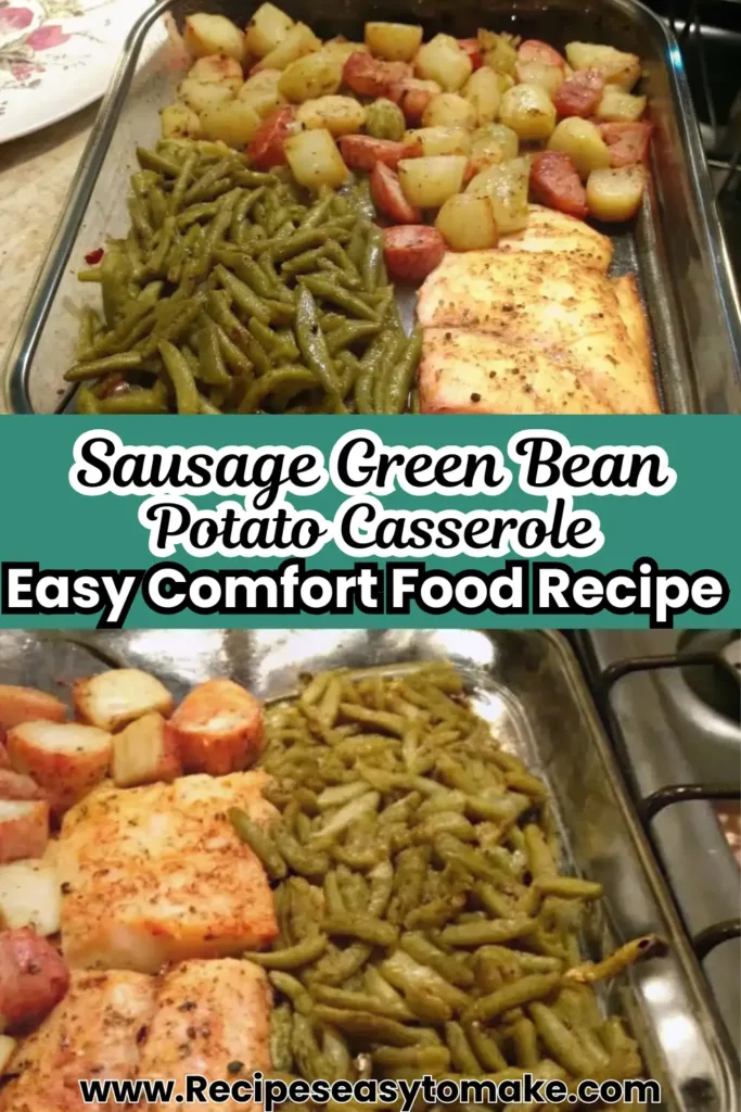 Italian Chicken Potato and Green Bean Bake – Easy Comfort Dinner Italian Chicken Potato and Green Bean Bake Oven-baked Italian chicken potato and green bean casserole with seasoned chicken breasts, roasted red potatoes, and green beans in a glass baking dish.