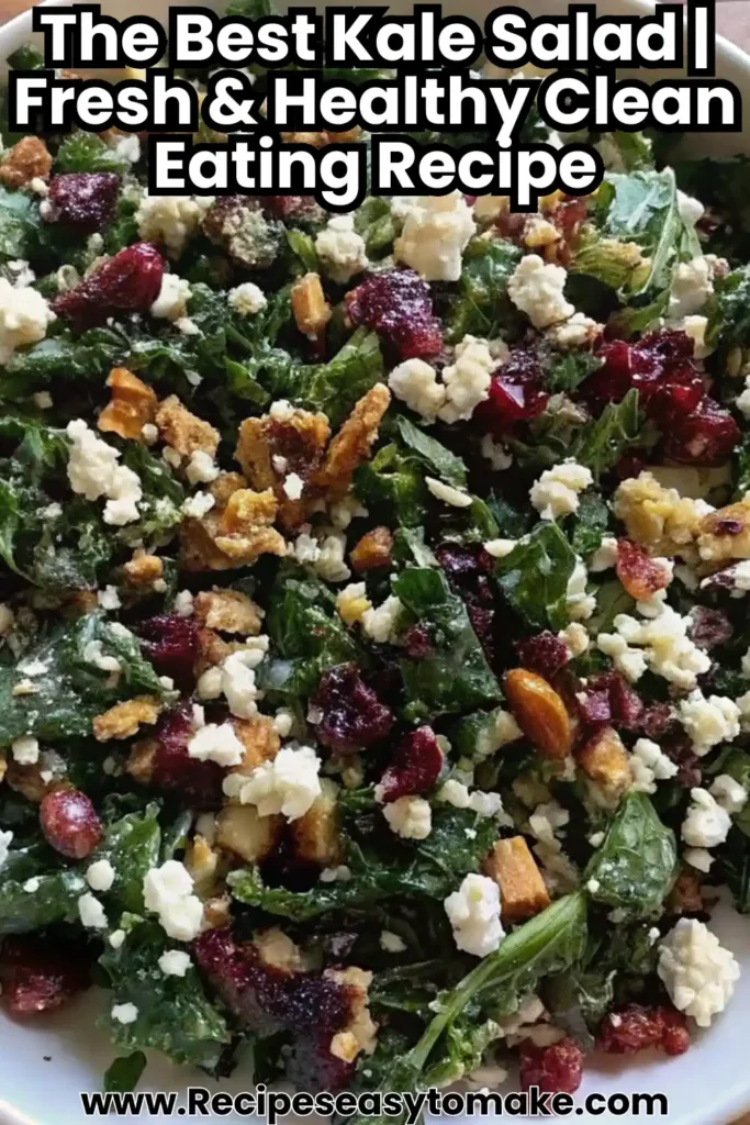Kale Salad Recipe – Fresh, Crunchy & Easy to Make Kale Salad Healthy kale salad with feta cheese, dried cranberries, nuts, and crunchy toppings — a fresh clean eating recipe.