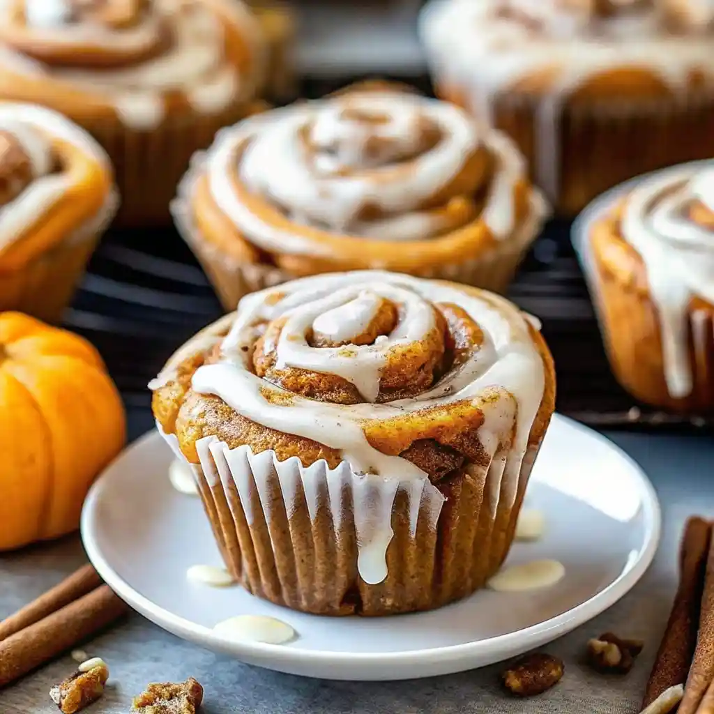 Pumpkin Cinnamon Roll Muffins – Fall Baking Treat You’ll Love Pumpkin Cinnamon Roll Muffins Moist pumpkin cinnamon roll muffins topped with creamy glaze, perfect for fall baking treats.