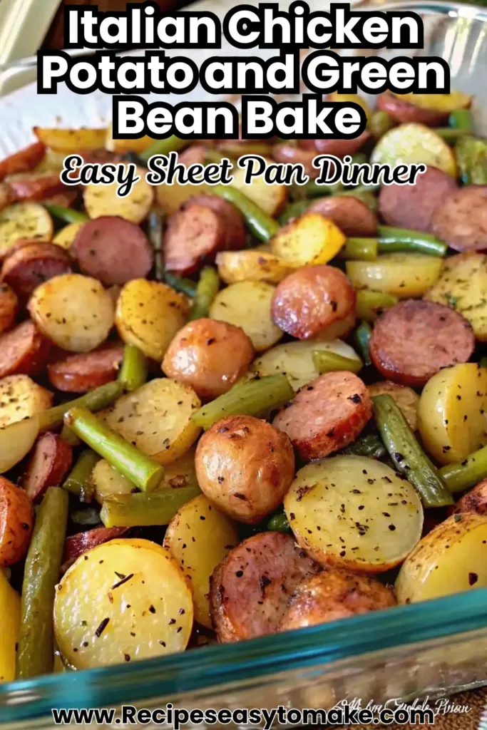 Sausage Green Bean Potato Casserole – Cheesy Comfort in One Dish Sausage Green Bean Potato Casserole Oven-baked sausage green bean potato casserole with golden potatoes, smoked sausage, and green beans in a glass dish.