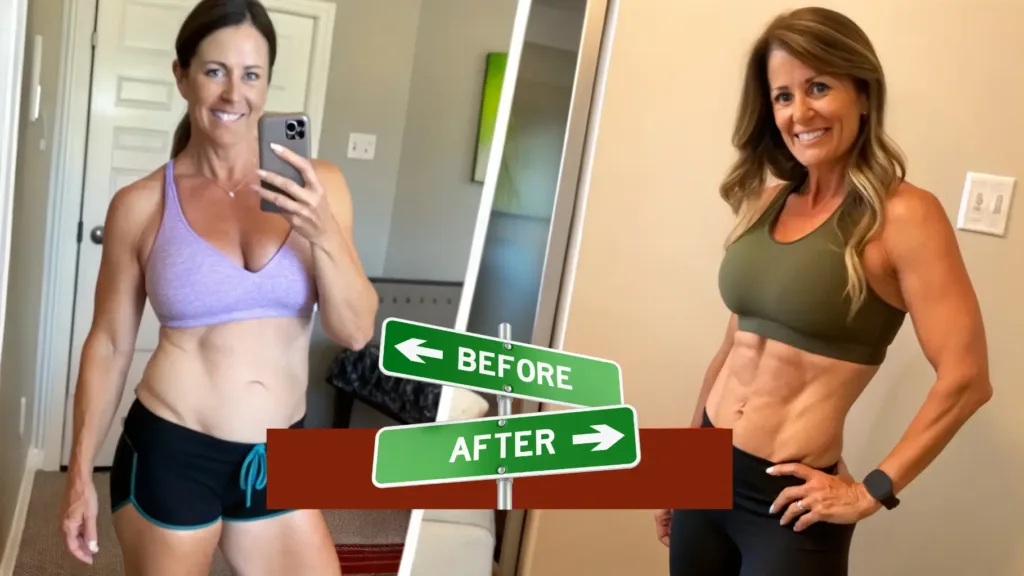 The Authentic Costa Rican Tea Recipe for Weight Loss (A Blue Zone Secret) costa rican tea recipe for weight loss Before and after photo of a fit woman showing visible weight loss and muscle definition