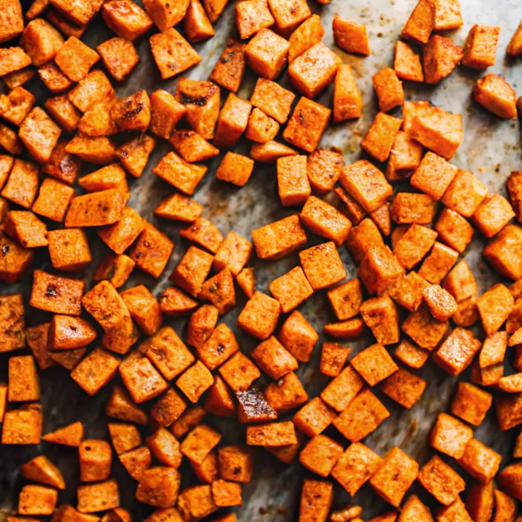 Savory Roasted Sweet Potatoes: Crispy, Herby & Ready in 30 Minutes Savory Roasted Sweet Potatoes Roasted savory sweet potatoes spread out on a baking sheet