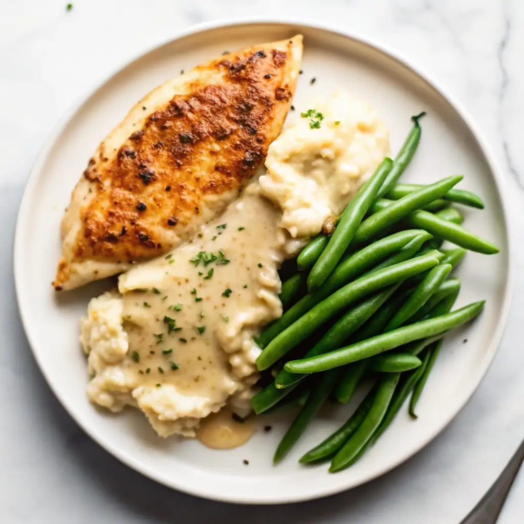 Garlic Parmesan Chicken Pasta: Creamy, Rustic, and Absolutely Irresistible Garlic Parmesan Chicken Pasta Garlic parmesan chicken with mashed potatoes and green beans on a white plate