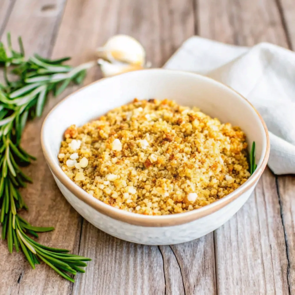 The Ultimate Pangrattato Recipe (Crispy Italian Breadcrumbs) pangrattato The Ultimate Pangrattato Recipe (Crispy Italian Breadcrumbs) pangrattato bowl rustic setting