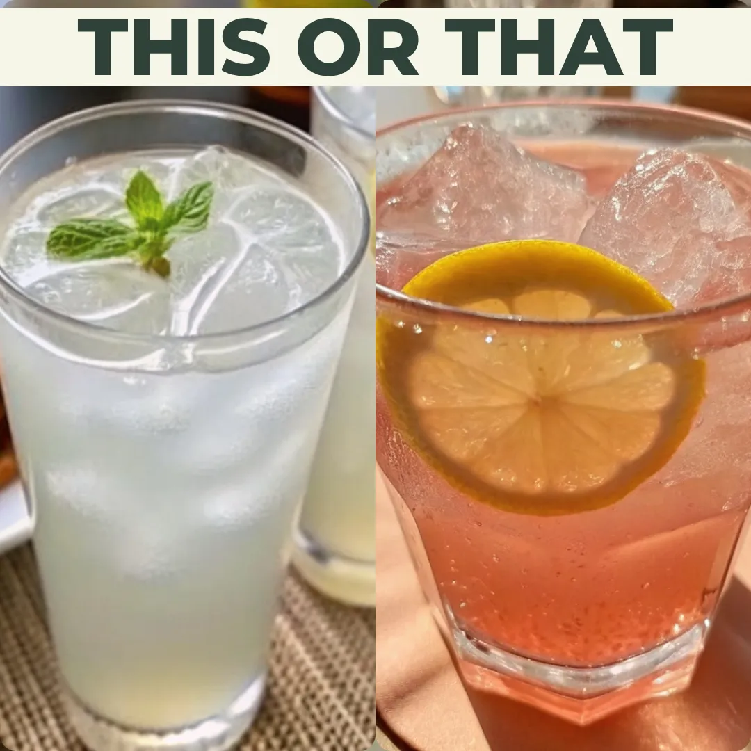 Side-by-side comparison of two pink salt drinks with the text “This or That” above