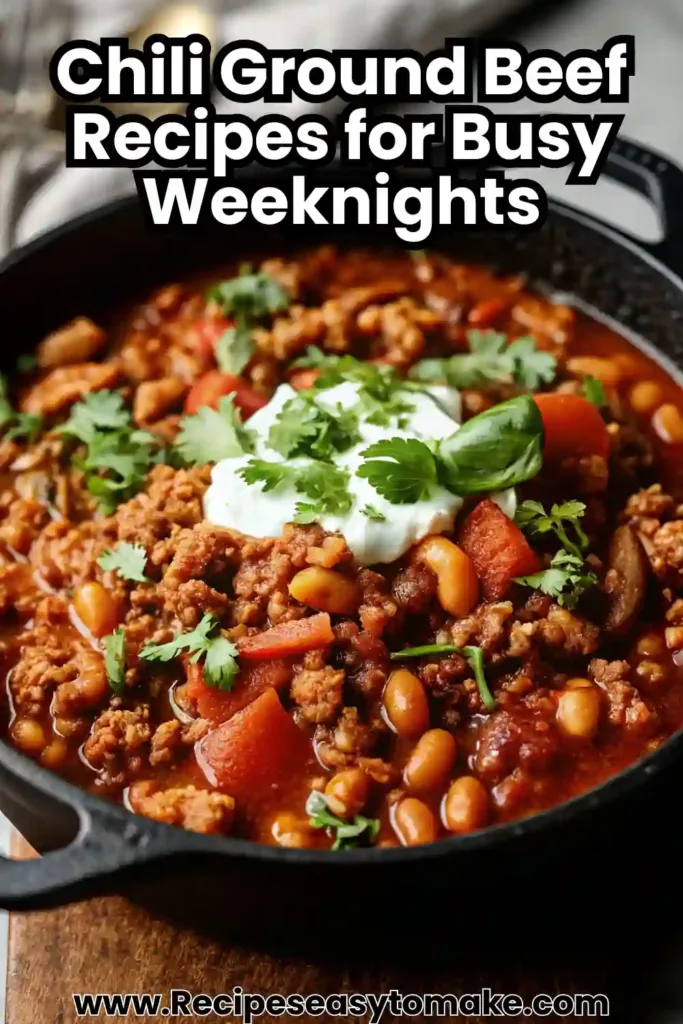 Ground Beef Stovetop Chili Recipe Flavorful and Quick Ground Beef Stovetop Chili A hearty stovetop chili recipe made with ground beef, beans, and vegetables, topped with sour cream and cilantro.