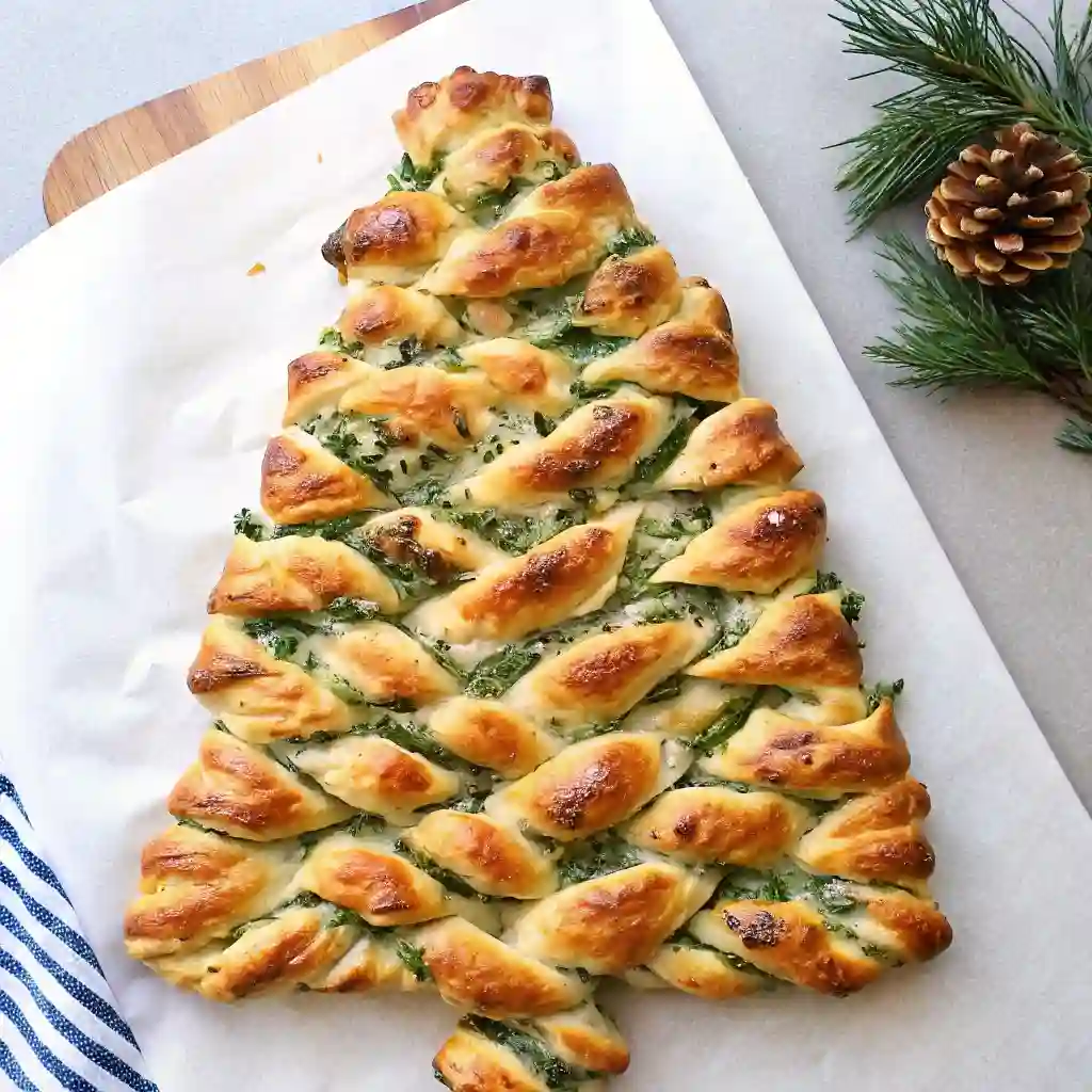 Christmas Tree Breadsticks with Spinach Dip for Christmas Party Food Christmas tree breadsticks with spinach dip Cheesy and fluffy Christmas Tree Breadsticks with Spinach Dip, perfect for holiday parties.