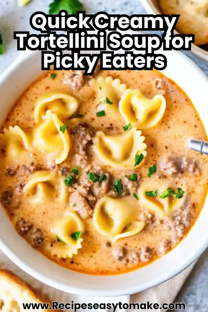 Creamy Tortellini Soup Creamy Tortellini Soup uick creamy tortellini soup recipe with sausage in a tomato cream broth, topped with fresh parsley, perfect comfort food for picky eaters