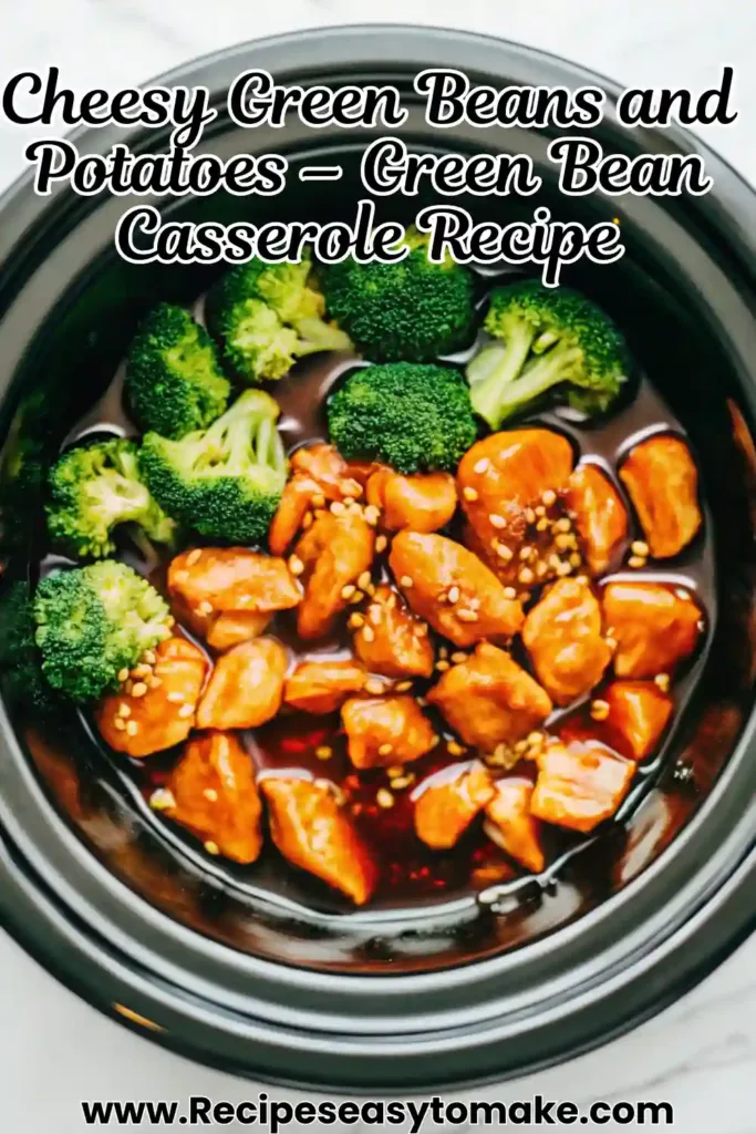 Dump And Go Teriyaki Chicken Quick Easy Crockpot Dump and Go Crockpot Teriyaki Chicken Dump and Go Crockpot Teriyaki Chicken pin image with broccoli and chicken in sauce.