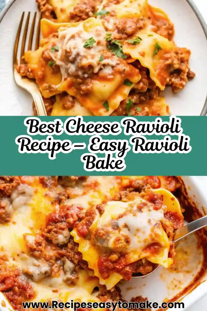 Easy Cheesy Baked Ravioli Pasta 7 Secrets for Perfect Bake easy cheesy baked ravioli pasta Easy cheesy baked ravioli pasta with ground beef, marinara sauce, and melted mozzarella in a casserole dish