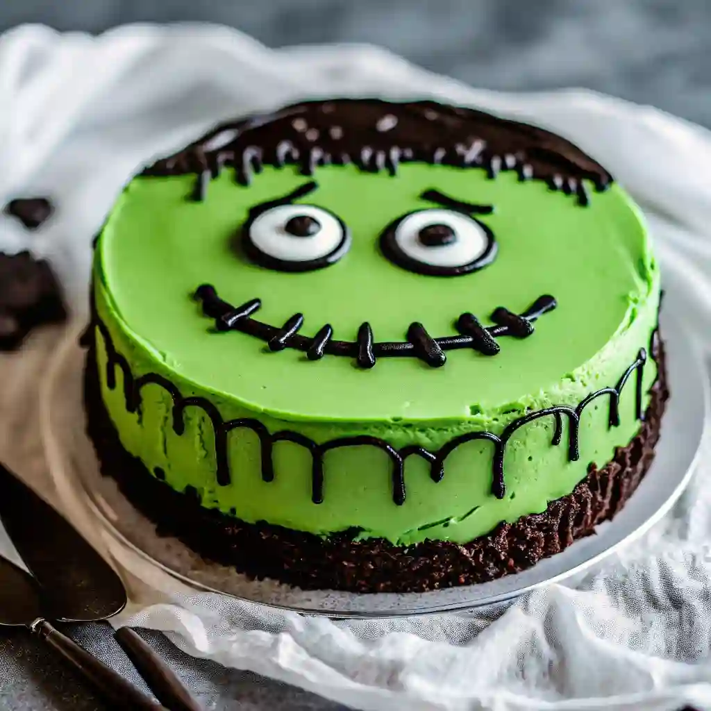Halloween Cheesecake Recipes Ultimate 5 Spooky Treats Halloween Cheesecake Recipes Frankenstein Cheesecake decorated with green frosting, candy eyes, and chocolate details for Halloween fun.