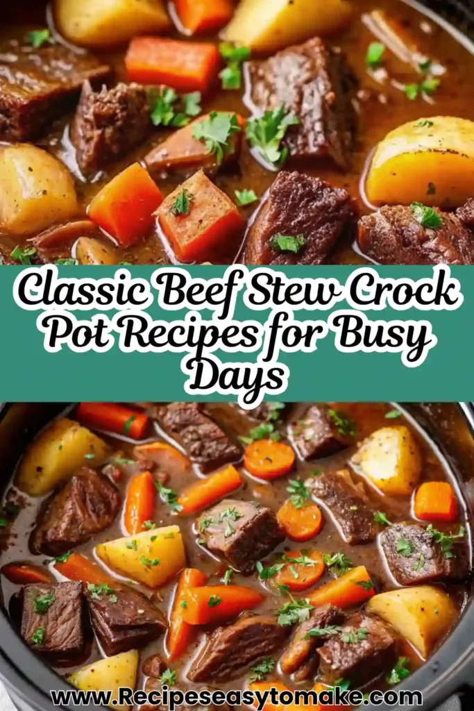 Hearty Crock Pot Beef Stew Recipe Comfort Made Easy Hearty Crock Pot Beef Stew Recipe Hearty Crock Pot Beef Stew with beef chunks, carrots, and potatoes in rich gravy.