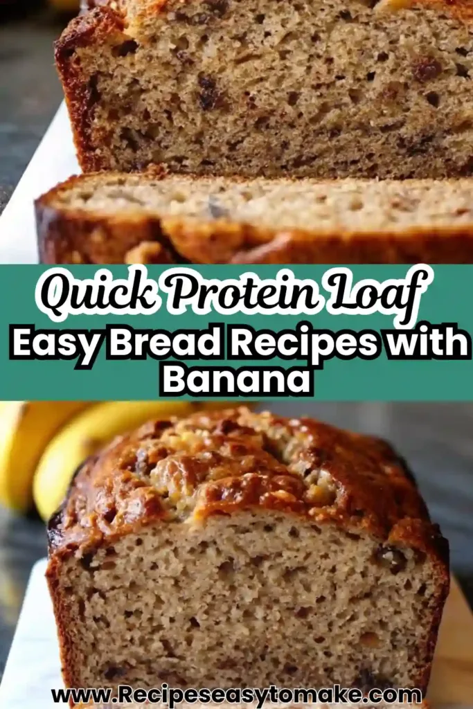 Protein Banana Bread: Easy Healthy Breakfast Loaf High Protein Banana Breakfast Bread Close-up of protein-packed banana bread with a golden crust and fluffy texture inside.