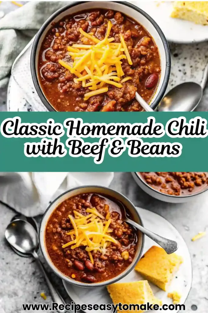Homemade Chili Recipe Beef Best Comfort Dinner Homemade Chili Hearty and flavorful Homemade Beef Chili with beans and rich tomato base
