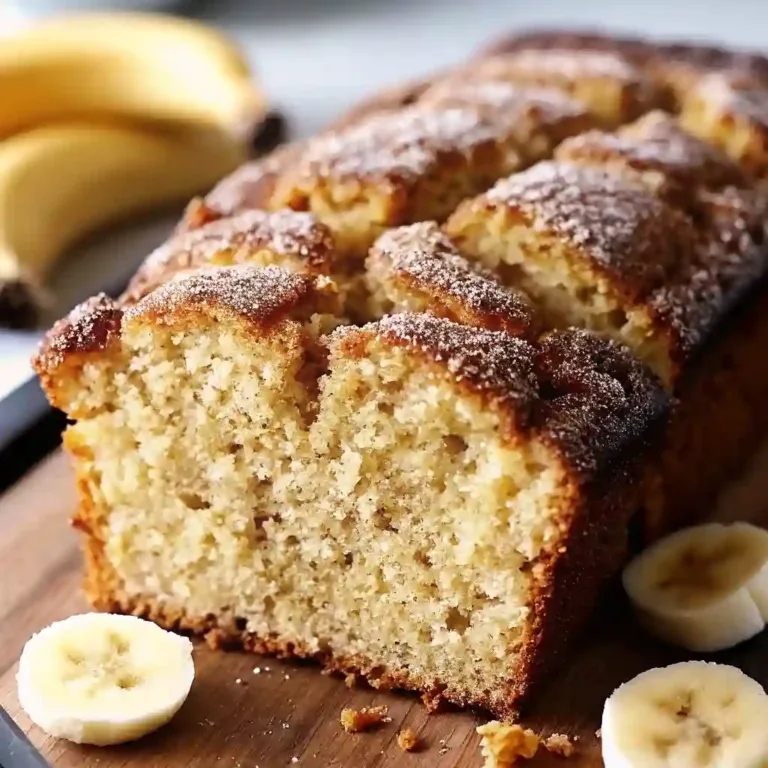 Fluffy and moist snickerdoodle banana bread topped with cinnamon sugar – the perfect sweet breakfast or snack.