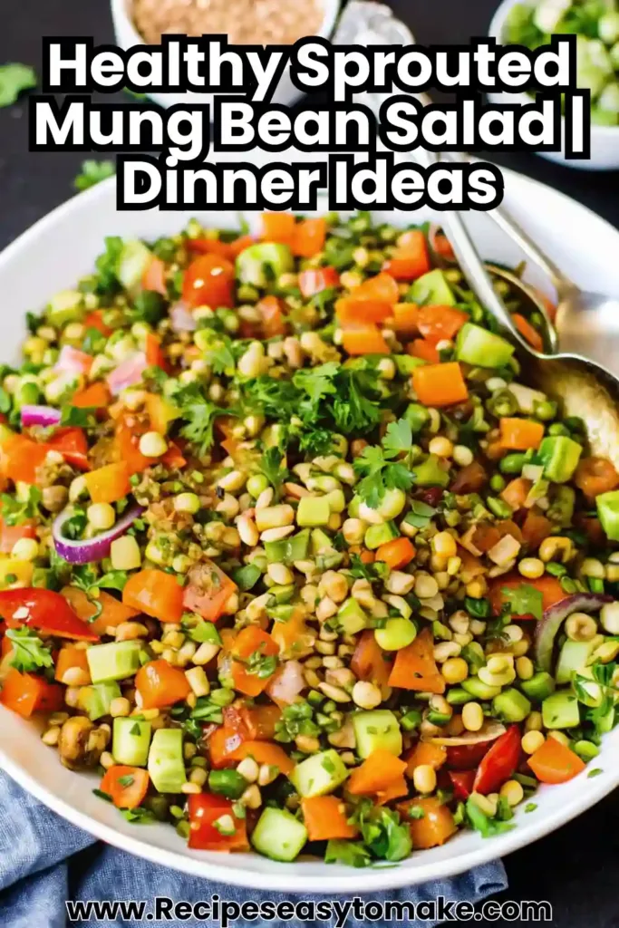 Nutritious sprouted mung bean salad packed with crunchy vegetables, perfect for dinner ideas and vegetarian snacks
