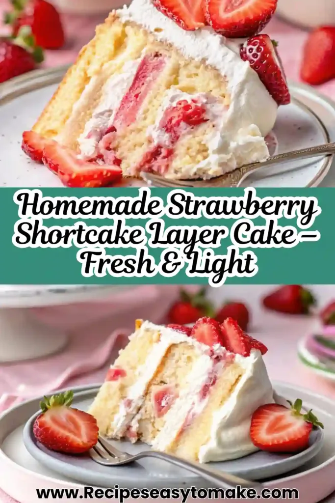 Strawberry Shortcake Layer Cake Moist With Fresh Strawberries Strawberry Shortcake Layer Cake Fresh and light Strawberry Shortcake Layer Cake filled with cream and strawberries