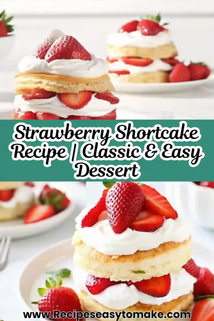 Homemade Strawberry Shortcake dessert with fluffy shortcake and juicy berries