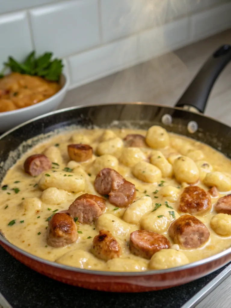 one pan creamy gnocchi with sausage