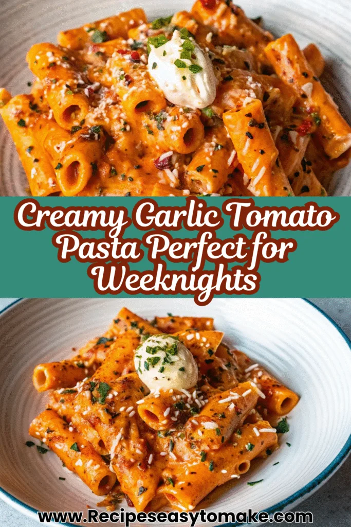 Creamy Garlic Tomato Pasta Recipe That’s Comforting and Easy Creamy Garlic Tomato Pasta Creamy Garlic Tomato Pasta pin