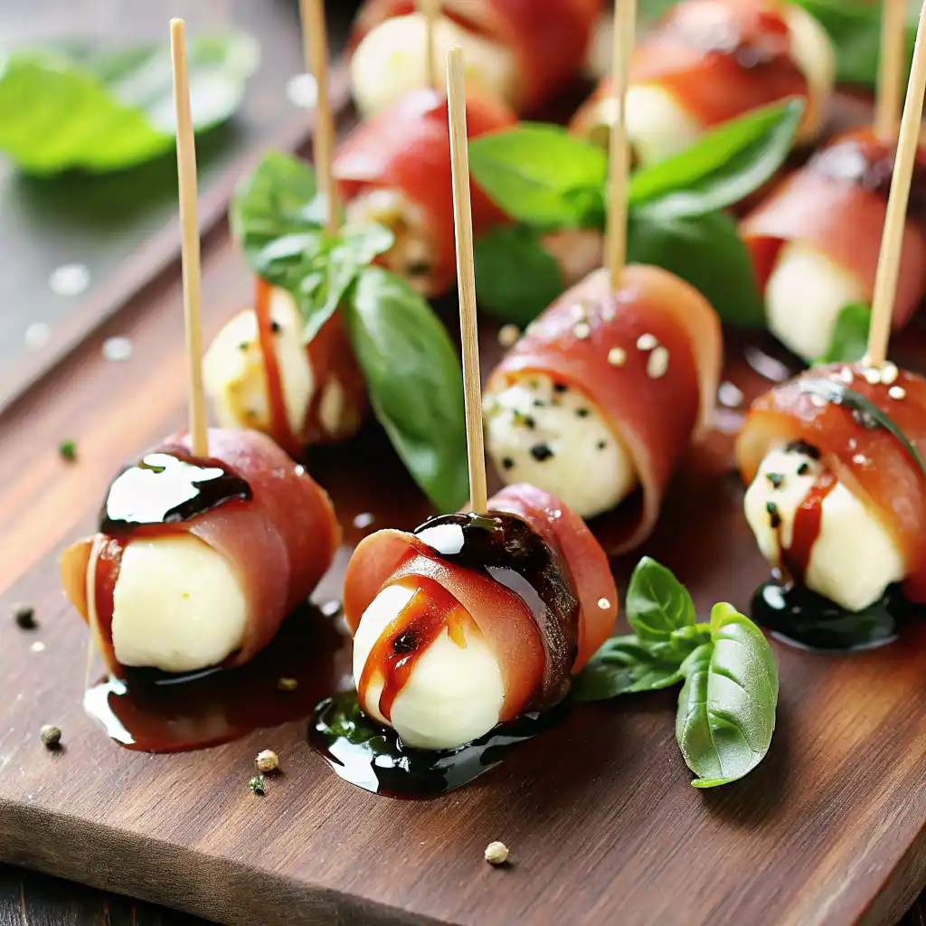 Prosciutto Wrapped Mozzarella Bites | Elegant 5 Minute Italian Appetizer Prosciutto Wrapped Mozzarella Bites Prosciutto Wrapped Mozzarella Bites