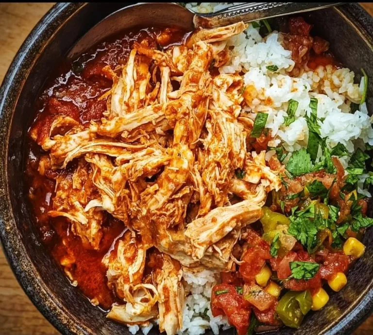 Delicious chicken burrito bowl with fresh ingredients and vibrant colors.