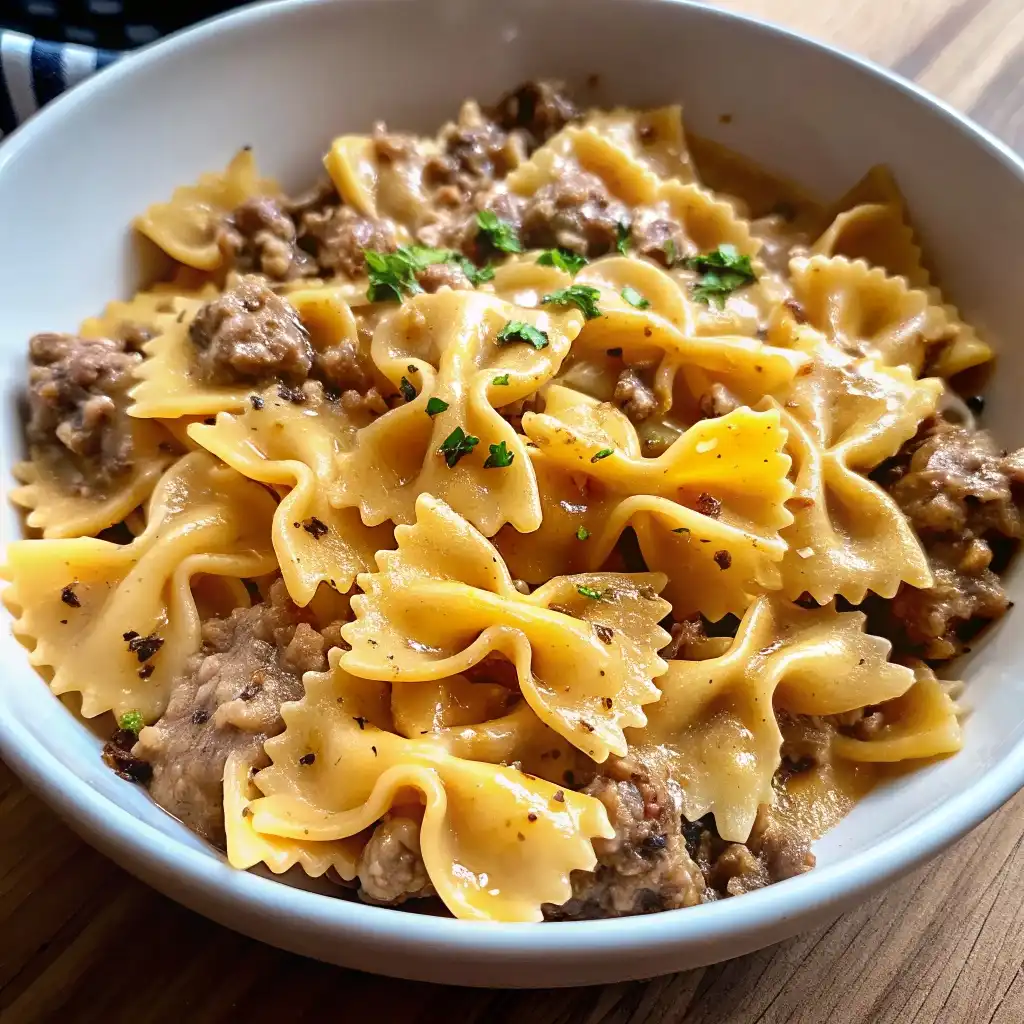 Creamy Parmesan Garlic Beef Bowtie Pasta – Quick Comfort Food Favorite Creamy Parmesan Garlic Beef Bowtie Pasta Creamy Parmesan Garlic Beef Bowtie Pasta