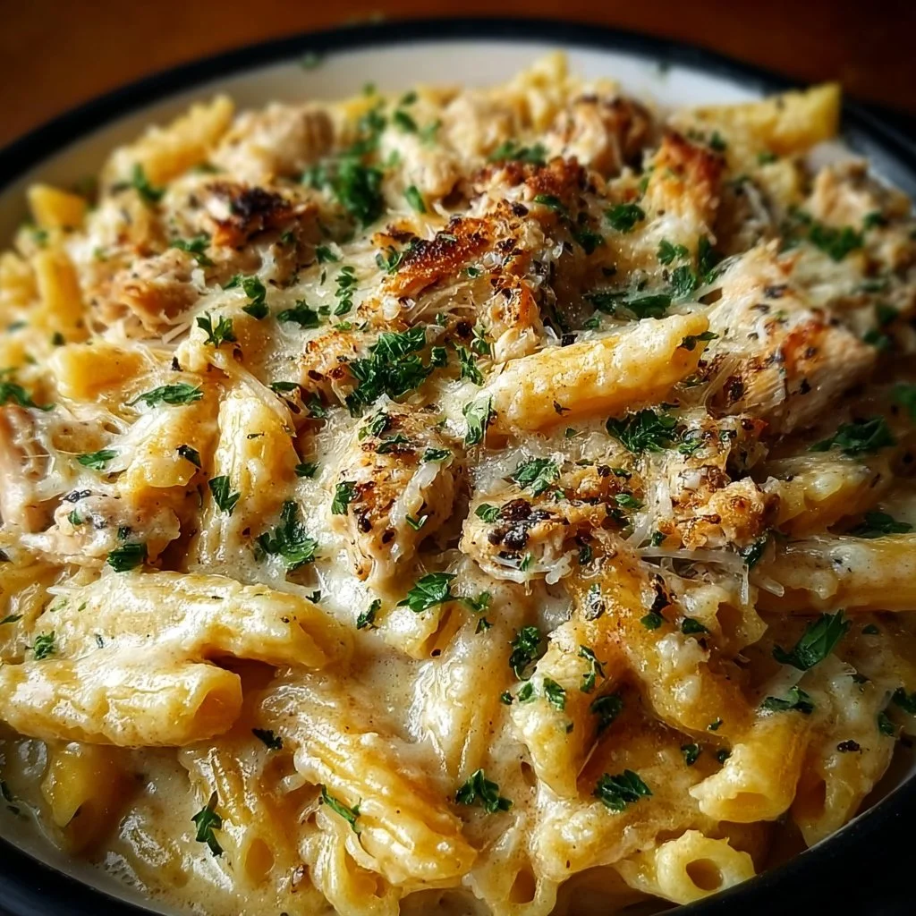 The Best Crockpot Garlic Parmesan Chicken Pasta Recipe crockpot chicken pasta Delicious crockpot garlic parmesan chicken pasta served in a bowl