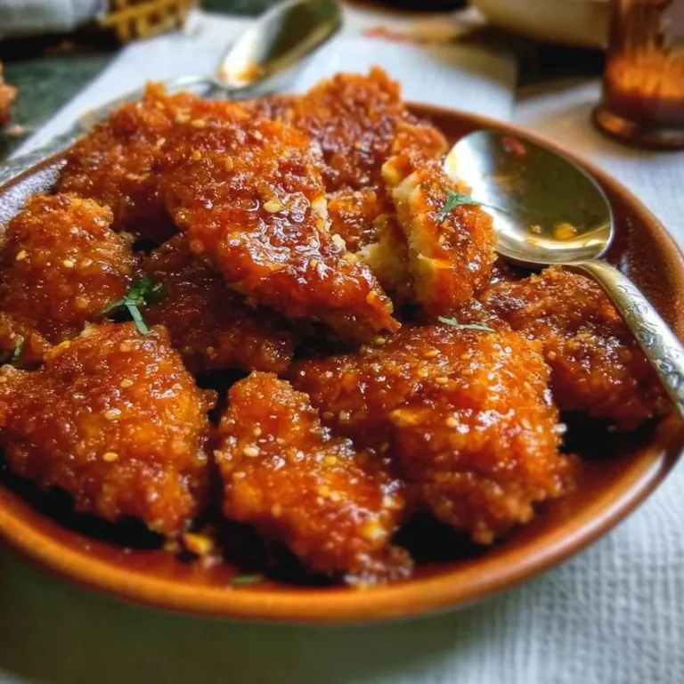 Baked Crunchy Hot Honey Chicken lemon herb chicken Plate of Baked Crunchy Hot Honey Chicken with crispy coating and honey glaze.
