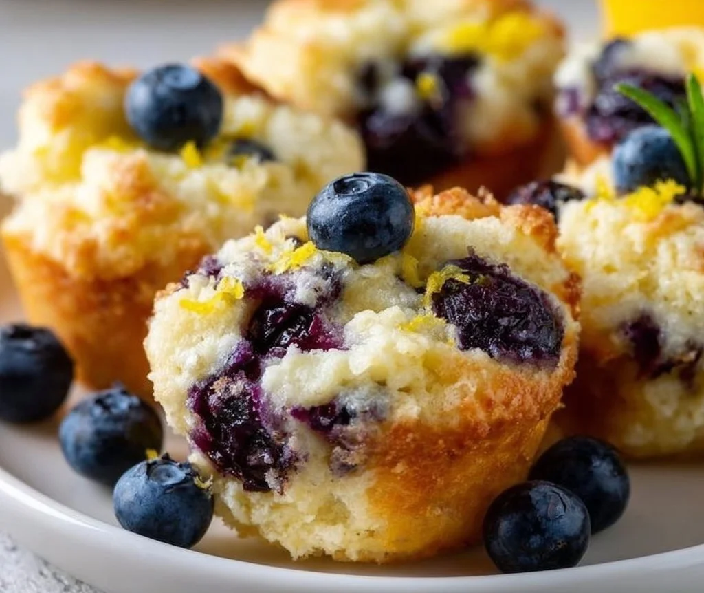 Blueberry and lemon zest cottage cheese bites on a plate