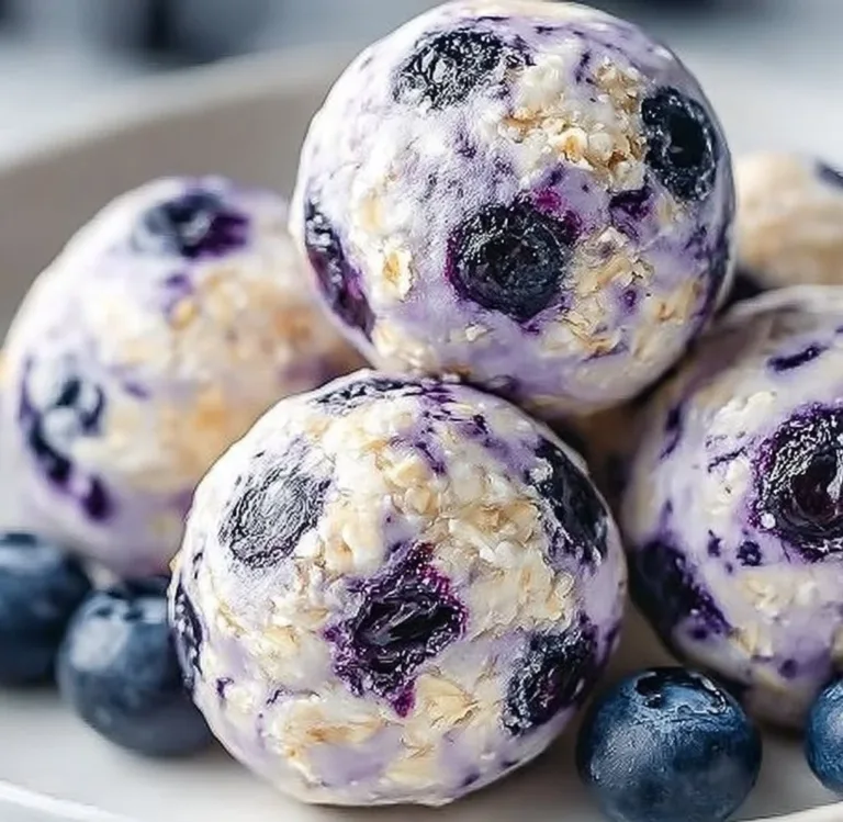 Blueberry Cheesecake Protein Bites best cottage cheese chip recipe Blueberry Cheesecake Protein Bites on a white plate