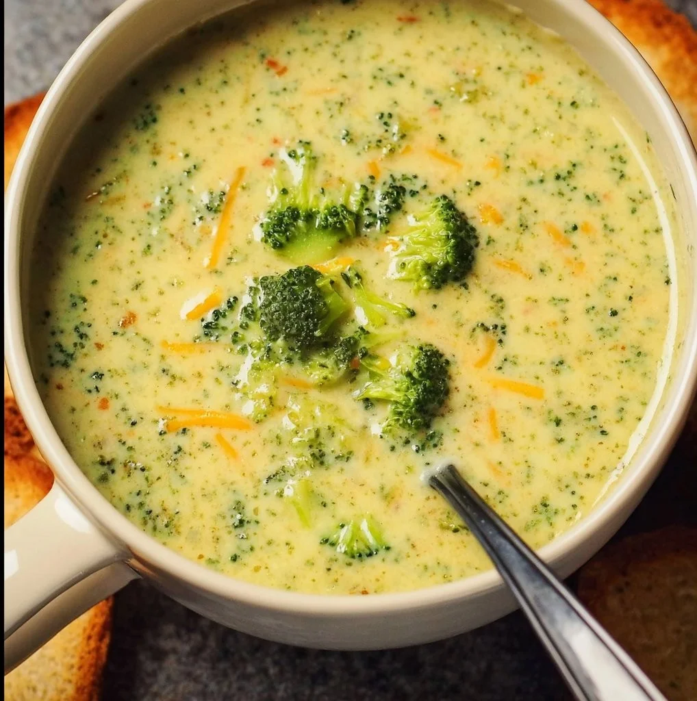 Broccoli Cheddar Soup Broccoli Cheddar Soup Bowl of creamy Broccoli Cheddar Soup with fresh broccoli and cheese