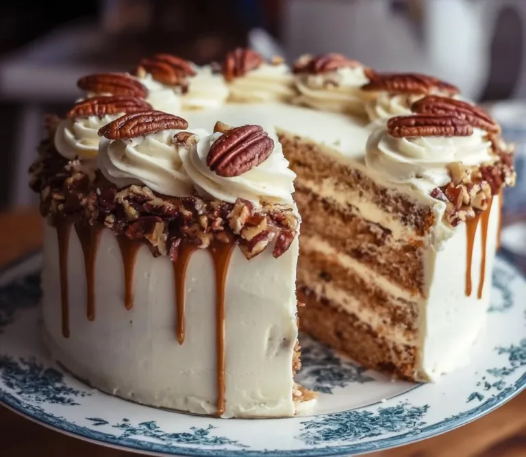Butter Pecan Cake Homemade Cinnamon Rolls Delicious Butter Pecan Cake topped with caramel and pecans