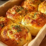 Buttery cheese garlic rolls fresh out of the oven, golden brown and cheesy.