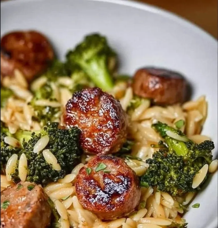 Chicken Sausage and Broccoli Orzo Chinese Chicken Delicious Chicken Sausage and Broccoli Orzo dish served in a bowl