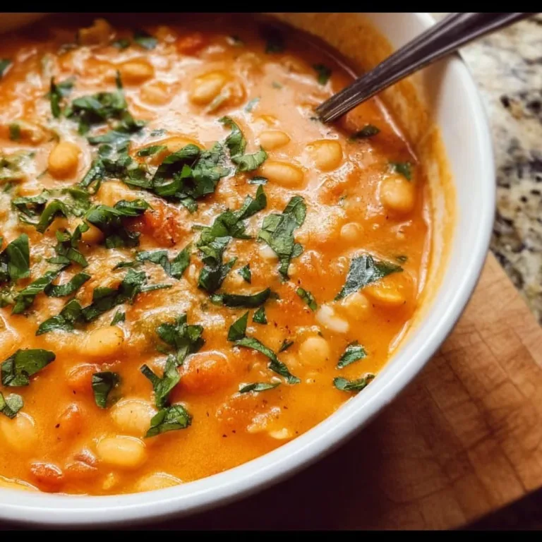 Creamy Vegan Tomato White Bean Stew meatball subs Creamy vegan tomato white bean stew in a bowl topped with fresh herbs
