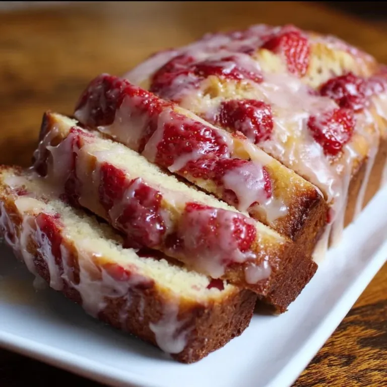 Glazed Strawberry Bread strawberry cheesecake Delicious glazed strawberry bread freshly baked and ready to serve